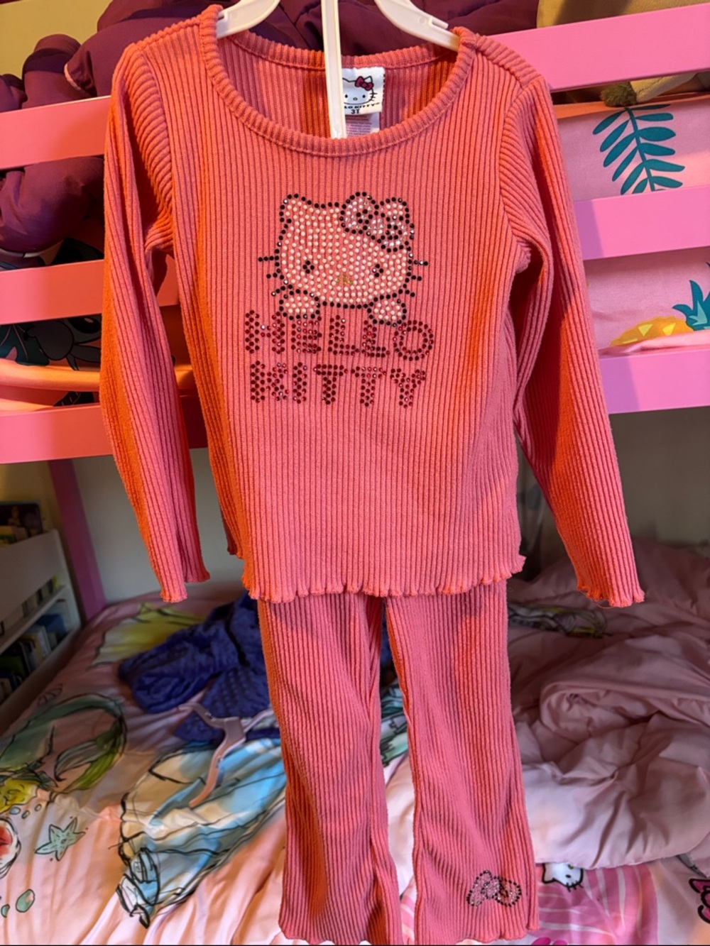 Hello Kitty Pink Ribbed Long-Sleeve Set